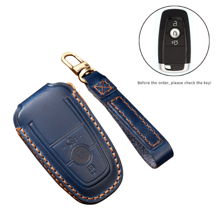 Hallmo Car Cowhide Leather Key Protective Cover Key Case for Ford Focus B Style (Black) Eurekaonline