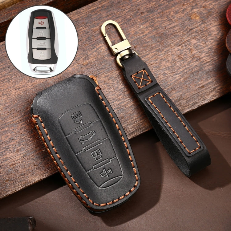 Hallmo Car Cowhide Leather Key Protective Cover Key Case for Haval H6 (Black) Eurekaonline