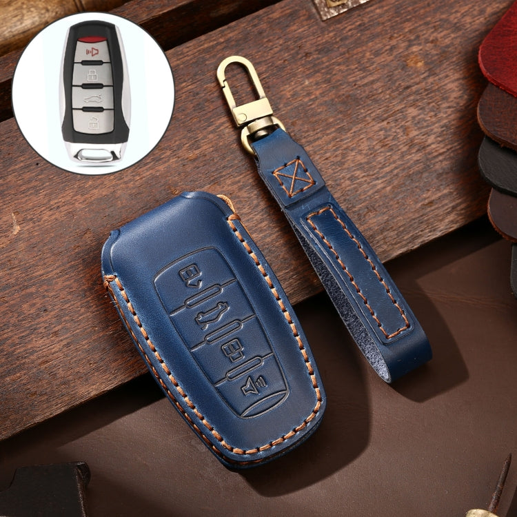 Hallmo Car Cowhide Leather Key Protective Cover Key Case for Haval H6 (Blue) Eurekaonline