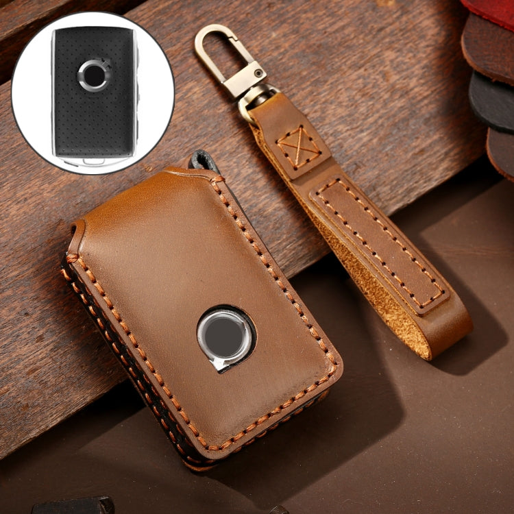 Hallmo Car Cowhide Leather Key Protective Cover Key Case for New Volvo (Brown) Eurekaonline