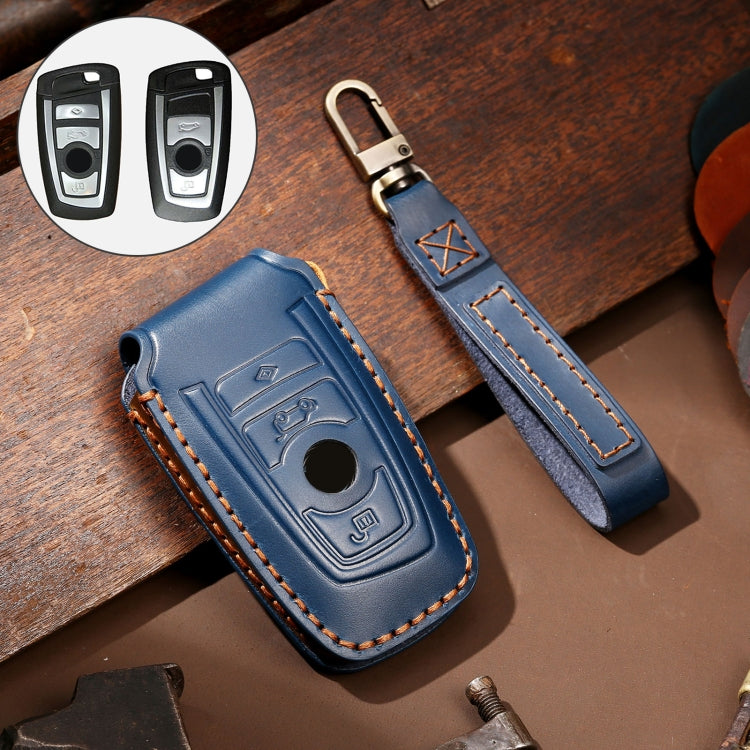 Hallmo Car Cowhide Leather Key Protective Cover Key Case for Old BMW (Blue) Eurekaonline