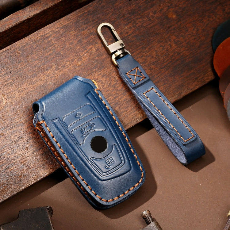 Hallmo Car Cowhide Leather Key Protective Cover Key Case for Old BMW (Blue) Eurekaonline