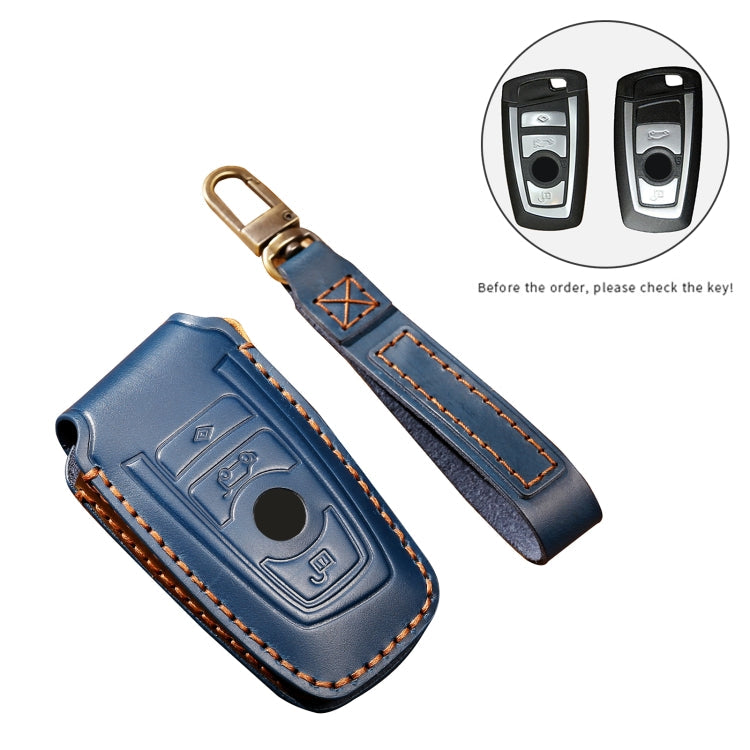 Hallmo Car Cowhide Leather Key Protective Cover Key Case for Old BMW (Blue) Eurekaonline