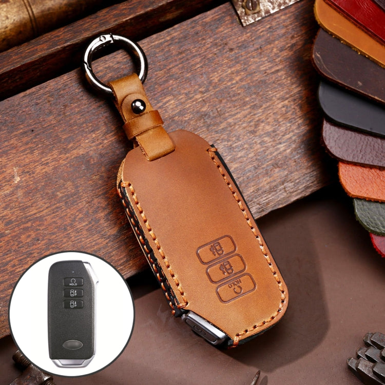 Hallmo Car Cowhide Leather Key Protective Cover for KIA (Brown) Eurekaonline