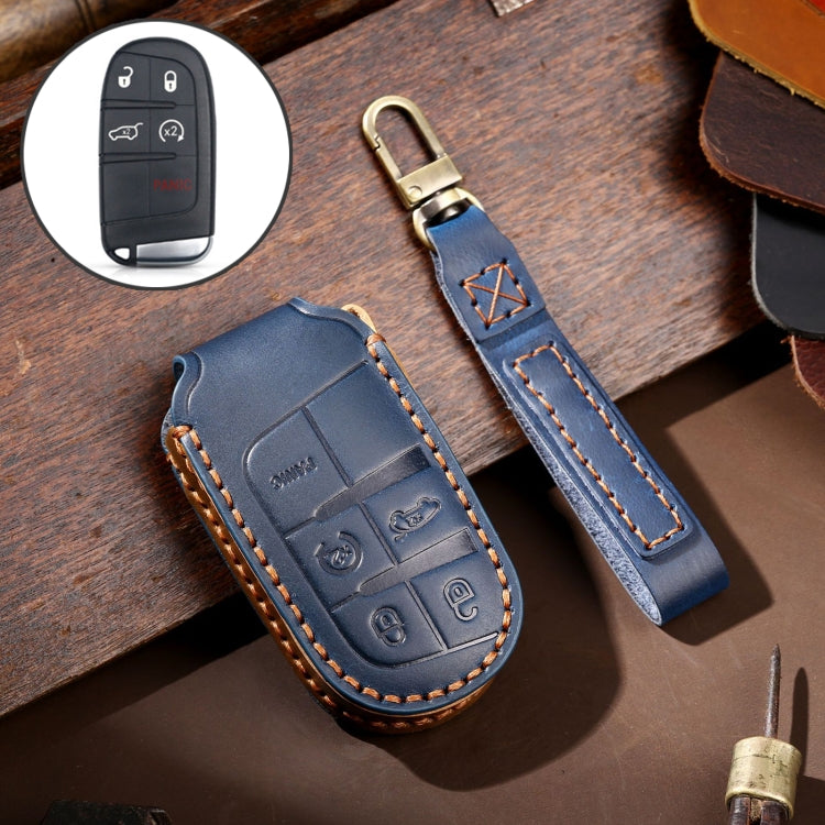 Hallmo Car Genuine Leather Key Protective Cover for Jeep Compass 5-button (Blue) Eurekaonline