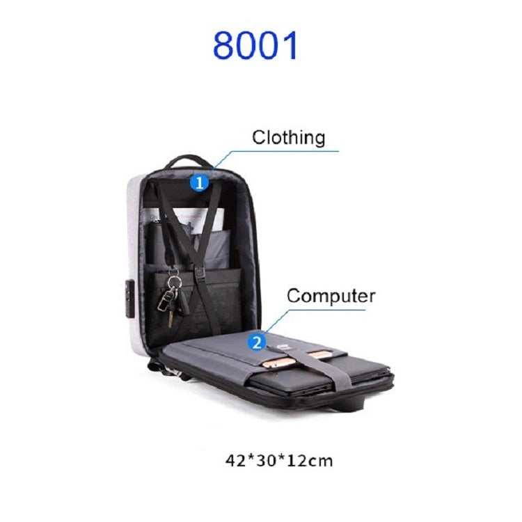 Hard Shell Backpack Alloy Frame Anti-Theft Computer Bag For Men, Color: 8001 Black Eurekaonline