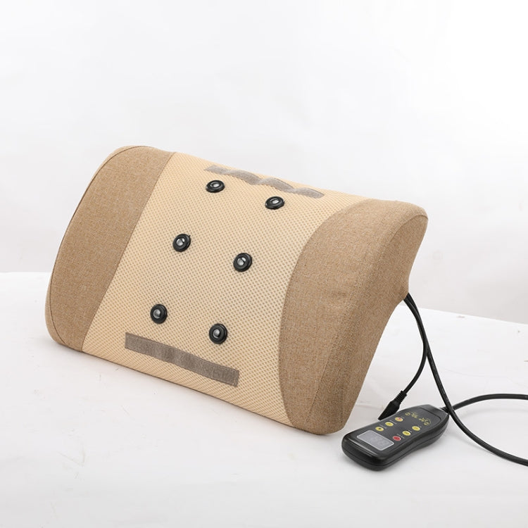 Heating Pulse Acupuncture Waist Massager Multifunctional Household Lumbar Disc Automatic Traction Device, Plug Type:EU Plug(Brown) Eurekaonline