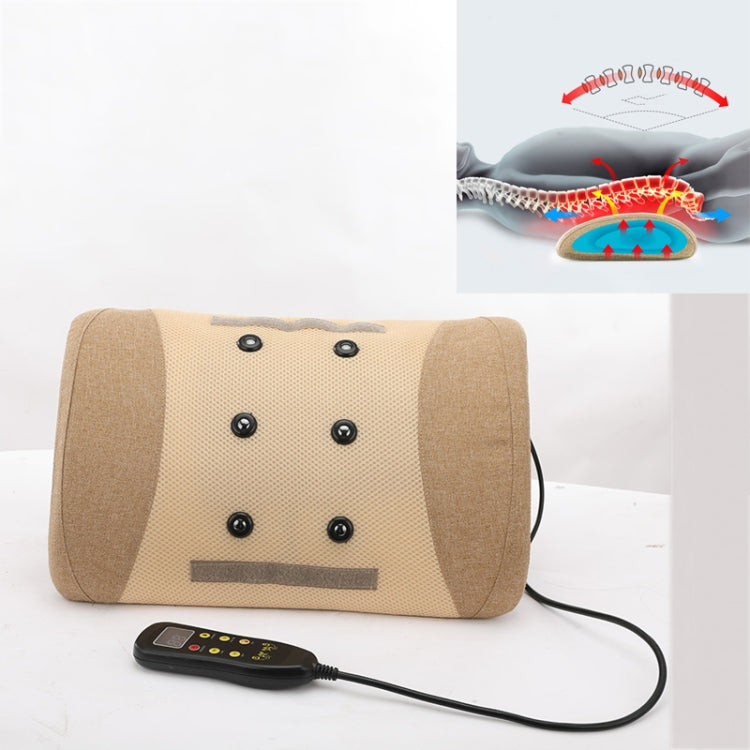 Heating Pulse Acupuncture Waist Massager Multifunctional Household Lumbar Disc Automatic Traction Device, Plug Type:EU Plug(Brown) Eurekaonline