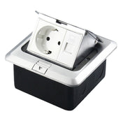 Hidden Pop-up Aluminum Alloy Computer Floor Socket with Cover Bottom Box, EU Plug Eurekaonline