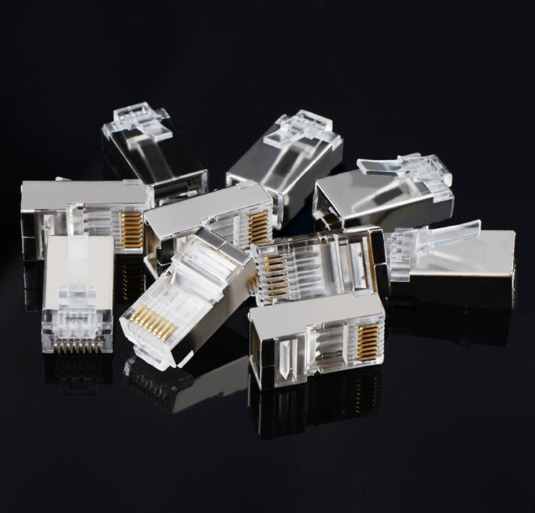 High Quality RJ45 Shielded Plug Cat5 8P8C Lan Connector Network (100 pcs in one packaging , the price is for 100 pcs)(Silver) Eurekaonline