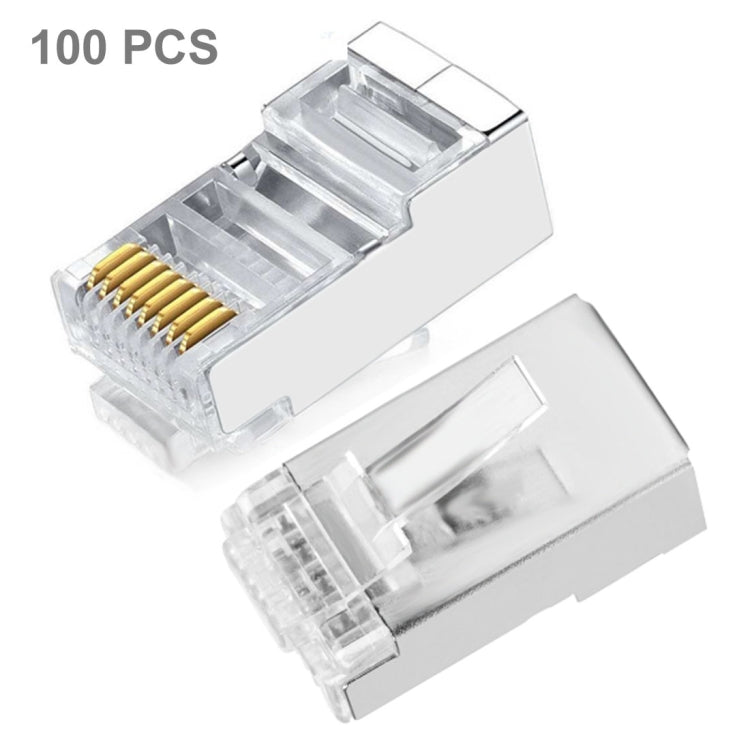 High Quality RJ45 Shielded Plug Cat5 8P8C Lan Connector Network (100 pcs in one packaging , the price is for 100 pcs)(Silver) Eurekaonline