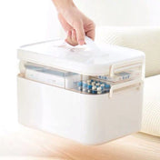 Household Portable Cosmetic Finishing Storage Box Large-capacity Family Safety Emergency Storage Box Double-layer Medicine Case, Size:L-28.5x19.5x18.5cm(White) Eurekaonline