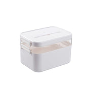 Household Portable Cosmetic Finishing Storage Box Large-capacity Family Safety Emergency Storage Box Double-layer Medicine Case, Size:S-24x16.5x16cm(White) Eurekaonline