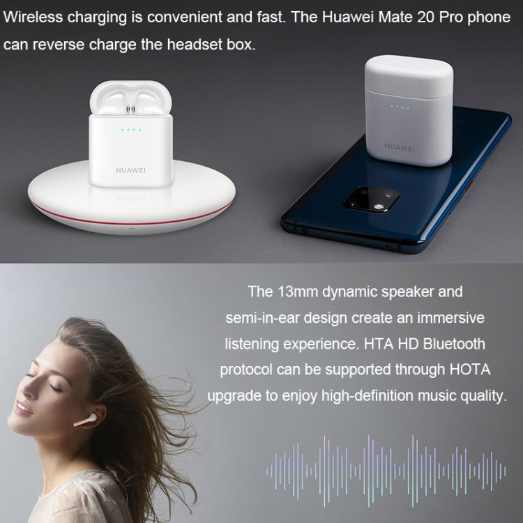 Huawei FreeBuds 2 Bluetooth Wireless Earphone Supports Voice Interaction & Wireless Charging, with Charging Box(White) Eurekaonline