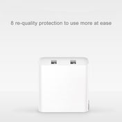 original xiaomi 3.6a qc3.0 dual usb port smart quick charging charger, for iphone, galaxy, huawei, xiaomi, lg, htc and other smart phones, rechargeable devices, ac100-240v wide voltage(white)