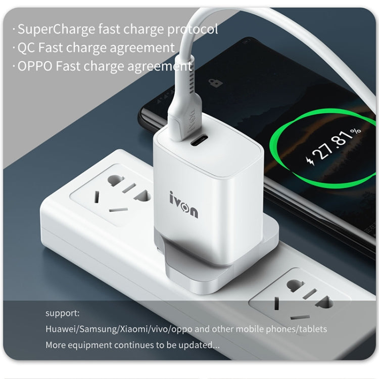 IVON AD52 18W USB-C / Type-C + USB Dual Port PD Fast Charge(US Plug) Eurekaonline