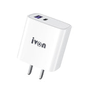 IVON AD52 18W USB-C / Type-C + USB Dual Port PD Fast Charge(US Plug) Eurekaonline