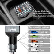 IVON CC36 39W 7.2A QC 3.0 USB + Dual USB Car Charger with Ambient Light Eurekaonline