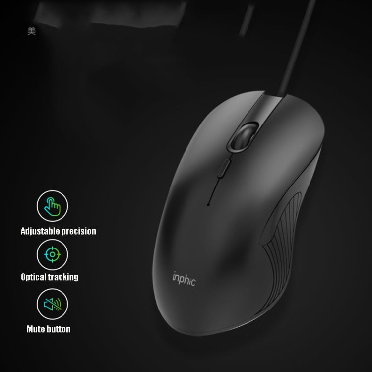 Inphic PB1 Business Office Mute Macro Definition Gaming Wired Mouse, Cable Length: 1.5m, Colour: Matte White Breathing Light Eurekaonline