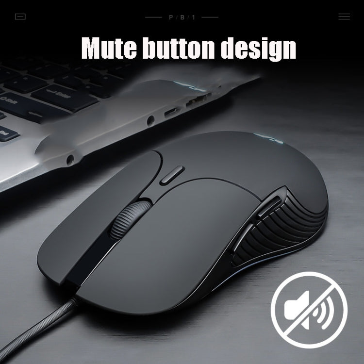 Inphic PB1 Business Office Mute Macro Definition Gaming Wired Mouse, Cable Length: 1.5m, Colour: Matte White Breathing Light Eurekaonline