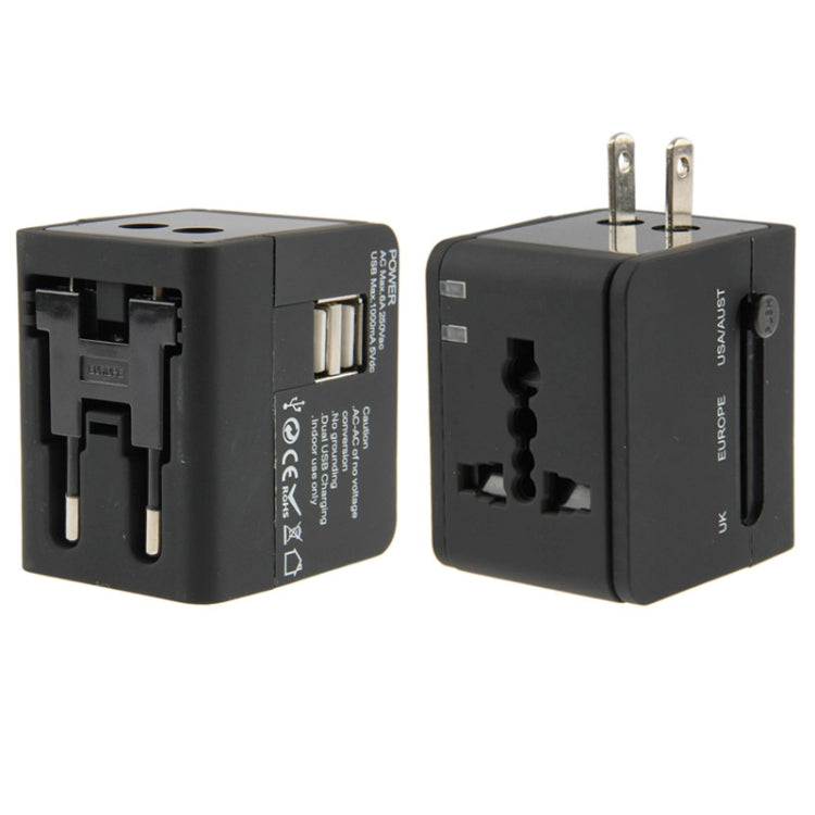 Universal Travel Adapter Multi Use Plug 2 USB World wide Charger UK EU AU US