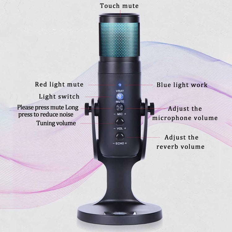 JD-950 RGB Colorful Ambient Light Condenser Microphone Eurekaonline