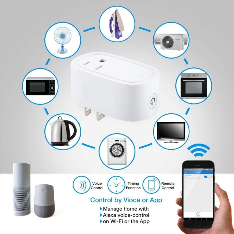 JH-G09U 15A 2.4GHz WiFi Control Hubless Smart Home Power Socket Works with Alexa  & Google Home, AC 100-240V, US Plug (White) Eurekaonline