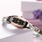 JIN SHI DUN 6530 Women Fashion Dual Calendar Luminous Quartz Watch(Rose Gold Black) Eurekaonline