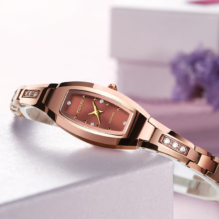 JIN SHI DUN 6530 Women Fashion Dual Calendar Luminous Quartz Watch(Rose Gold) Eurekaonline