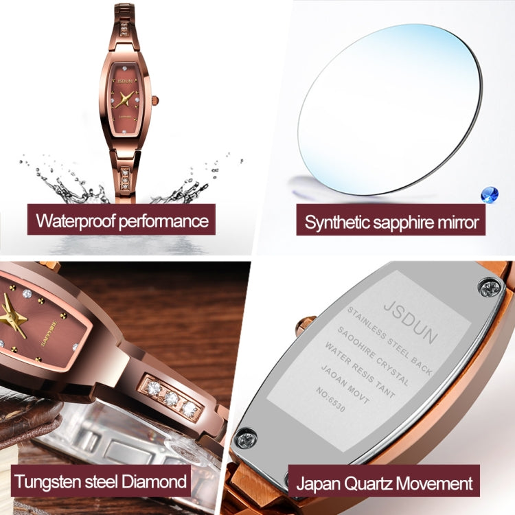 JIN SHI DUN 6530 Women Fashion Dual Calendar Luminous Quartz Watch(Rose Gold) Eurekaonline