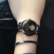 JIN SHI DUN 8812 Women Simple Hollowed Waterproof Automatic Mechanical Watch(Black Leather Strip) Eurekaonline