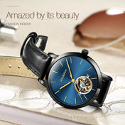 JIN SHI DUN 8812 Women Simple Hollowed Waterproof Automatic Mechanical Watch(Black Leather Strip) Eurekaonline