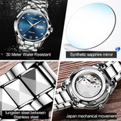 JIN SHI DUN 8813 Fashion Waterproof Luminous Automatic Mechanical Watch, Style:Men(Silver Blue) Eurekaonline