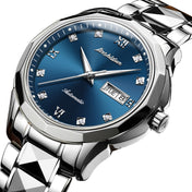 JIN SHI DUN 8813 Fashion Waterproof Luminous Automatic Mechanical Watch, Style:Men(Silver Blue) Eurekaonline