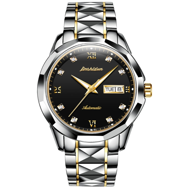 JIN SHI DUN 8813 Fashion Waterproof Luminous Automatic Mechanical Watch, Style:Men(Silver Gold Black) Eurekaonline