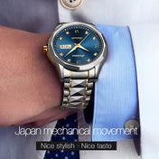 JIN SHI DUN 8813 Fashion Waterproof Luminous Automatic Mechanical Watch, Style:Men(Silver Gold White) Eurekaonline