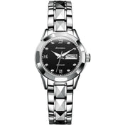 JIN SHI DUN 8813 Fashion Waterproof Luminous Automatic Mechanical Watch, Style:Women(Silver Black) Eurekaonline