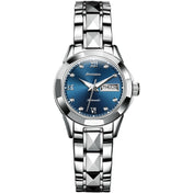 JIN SHI DUN 8813 Fashion Waterproof Luminous Automatic Mechanical Watch, Style:Women(Silver Blue) Eurekaonline