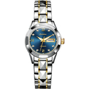 JIN SHI DUN 8813 Fashion Waterproof Luminous Automatic Mechanical Watch, Style:Women(Silver Gold Blue) Eurekaonline