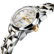 JIN SHI DUN 8813 Fashion Waterproof Luminous Automatic Mechanical Watch, Style:Women(Silver Gold White) Eurekaonline