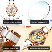 JIN SHI DUN 8831 Women Fashion Diamond Hollowed Waterproof Ceramic Mechanical Watch(White) Eurekaonline