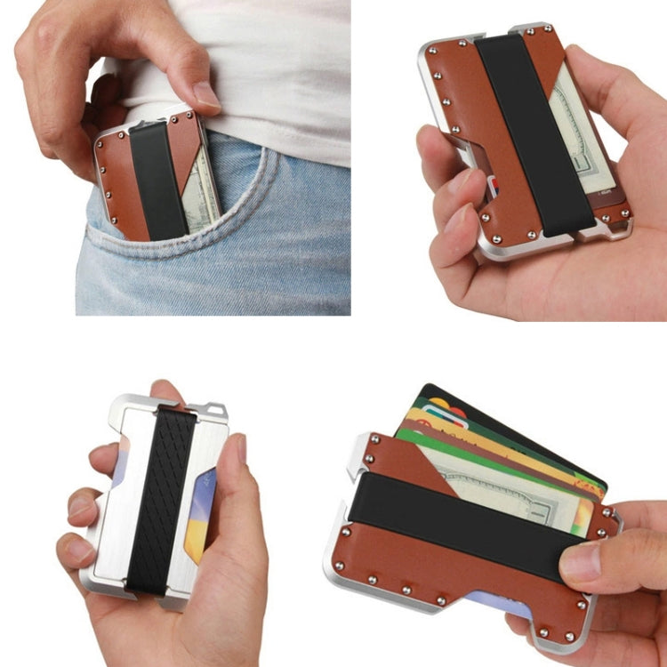 JK02 Metal Card Holder RFID Anti-Theft  Leather Wallet EDC Multifunctional Stainless Steel Aluminum Alloy Card Holder(Black) Eurekaonline
