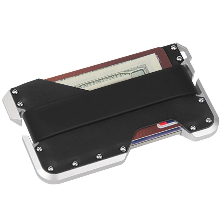 JK02 Metal Card Holder RFID Anti-Theft  Leather Wallet EDC Multifunctional Stainless Steel Aluminum Alloy Card Holder(Silver  + Black + Black) Eurekaonline