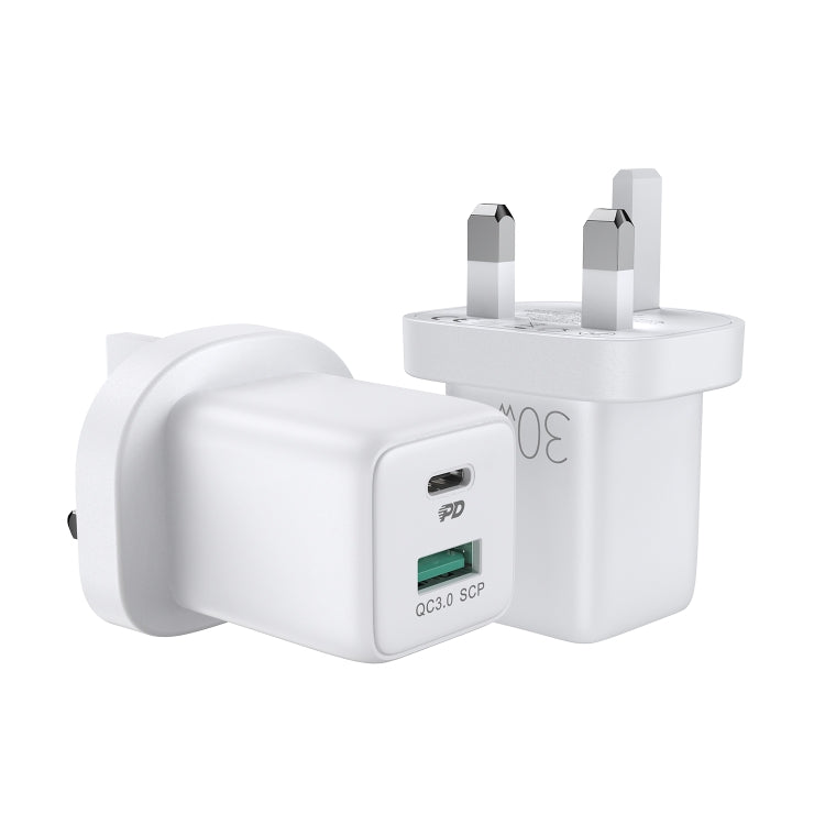  Type-C + QC 3.0 USB Mini Fast Charger, UK Plug(White) Eurekaonline