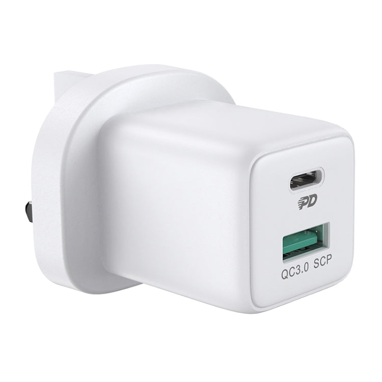  Type-C + QC 3.0 USB Mini Fast Charger, UK Plug(White) Eurekaonline