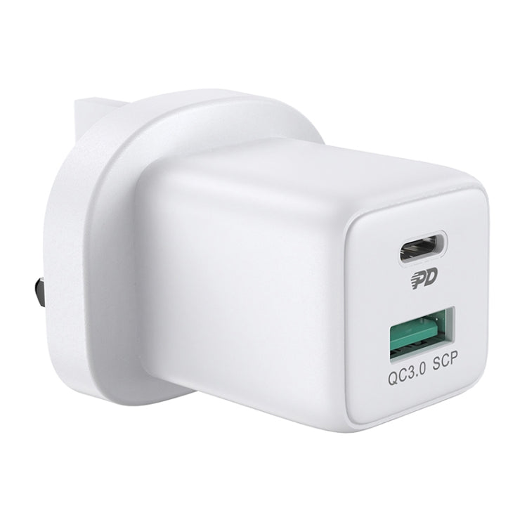 JOYROOM L-QP303 PD 30W USB-C / Type-C + QC 3.0 USB Mini Fast Charger, UK Plug(White) Eurekaonline