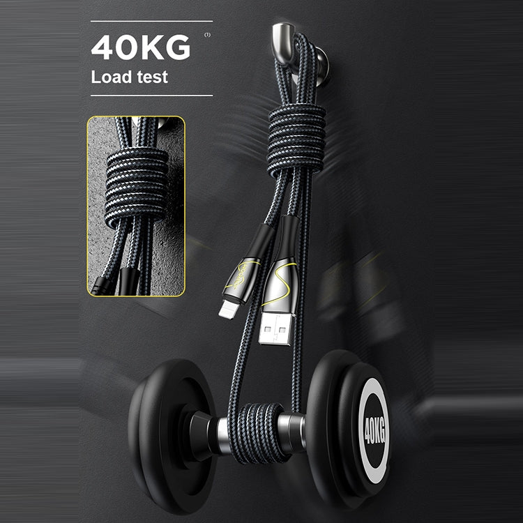 JOYROOM S-2030K6 Mermaid Series 2.4A USB to 8 Pin Fishing Net Weaving Data Cable, Length: 2m(Black) Eurekaonline