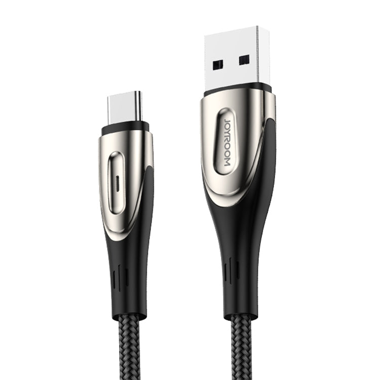 JOYROOM S-M411 Sharp Series 3A USB-C / Type-C Interface Charging + Transmission Nylon Braided Data Cable with Drop-shaped Indicator Light, Cable Length: 2m (Black) Eurekaonline