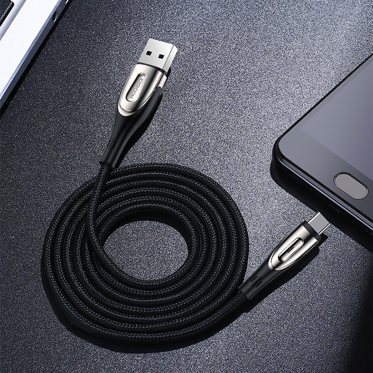 JOYROOM S-M411 Sharp Series 3A USB-C / Type-C Interface Charging + Transmission Nylon Braided Data Cable with Drop-shaped Indicator Light, Cable Length: 2m (Black) Eurekaonline