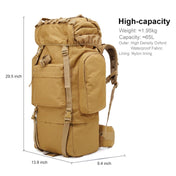 JUNSUNMAY J006 65L Large Capacity Waterproof Outdoor Travel Camping Hiking Backpack(Khaki) Eurekaonline